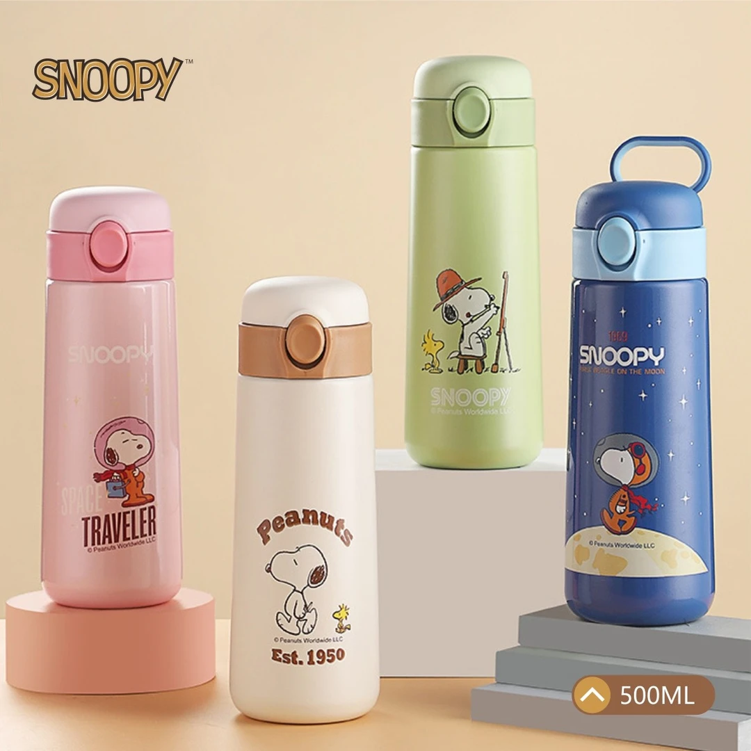 史努比儿童保温杯学生食品级316防摔水杯女便携大容量直饮杯子男