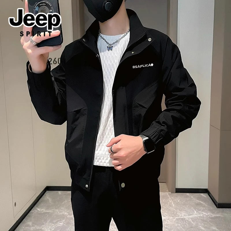 吉普工装男潮流刺绣夹克百搭秋装上衣男士外套春秋轻奢痞帅男装