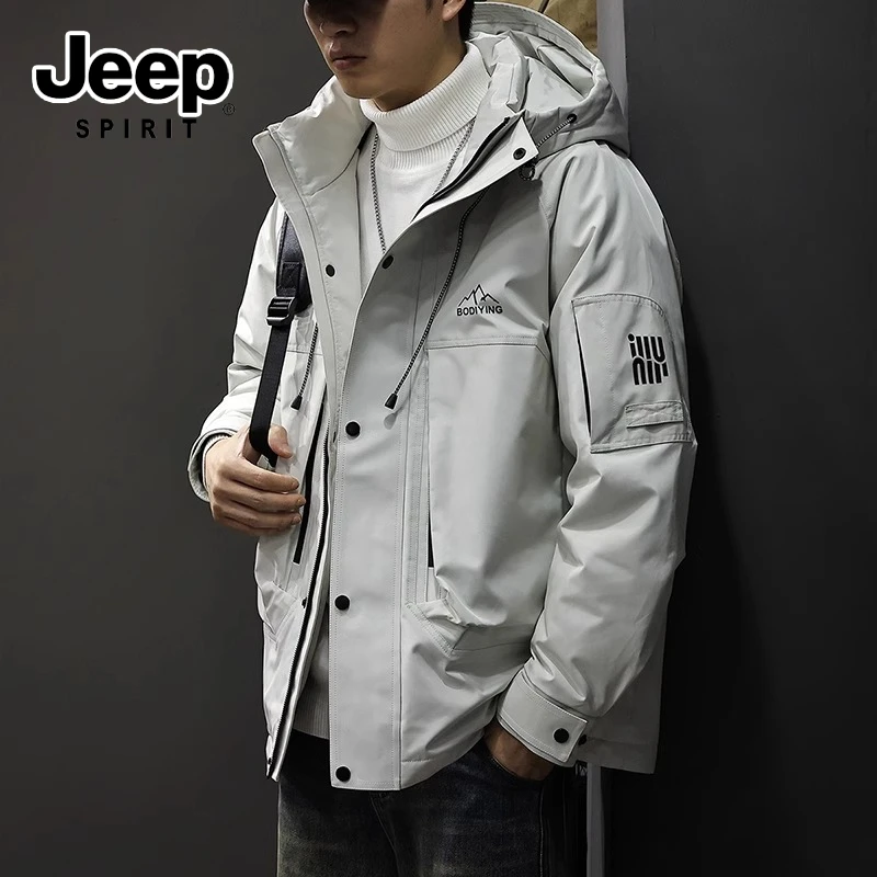 吉普冬季潮流山系冲锋羽绒服男轻薄男士羽绒服最新款2025爆款90