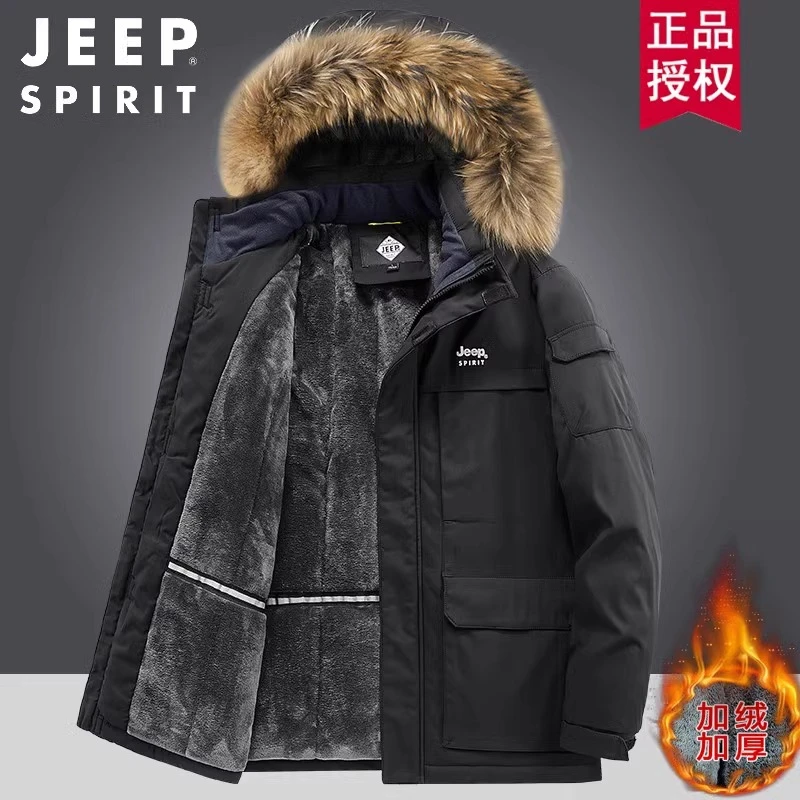 JEEP吉普棉衣男冬季加绒加厚保暖厚实中年棉服大码爸爸工装棉袄男