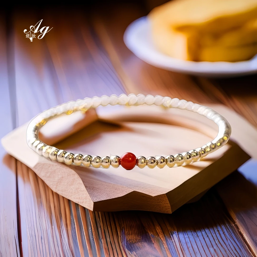 足银手链 【银妆】珠珠手串手工素款时尚气质精美精致光珠经典编织