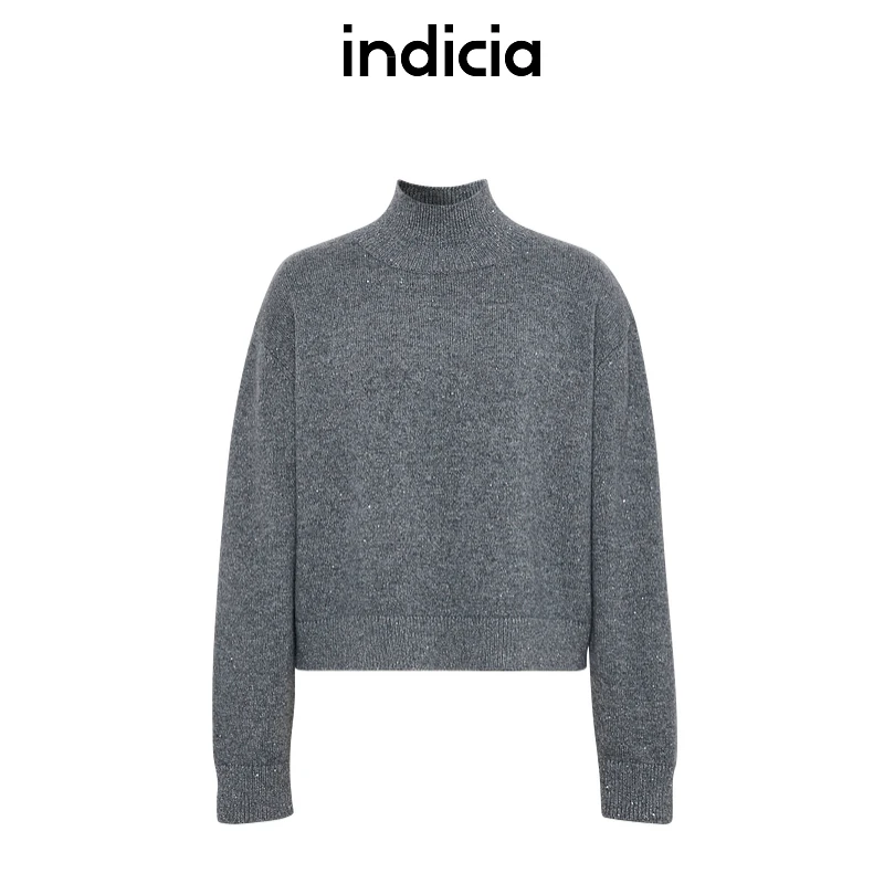 indicia标记24冬新款法式慵懒廓形休闲带亮片针织毛衫L2D4MS221