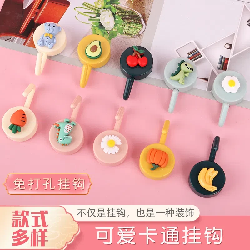 10个可爱卡通挂钩家用浴室门后挂衣架创意强力粘胶无痕厨房墙面挂
