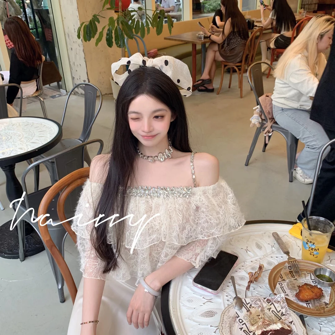 NAIVVY【浮星光】气质小众露肩设计感法式甜美显瘦短款背心吊带