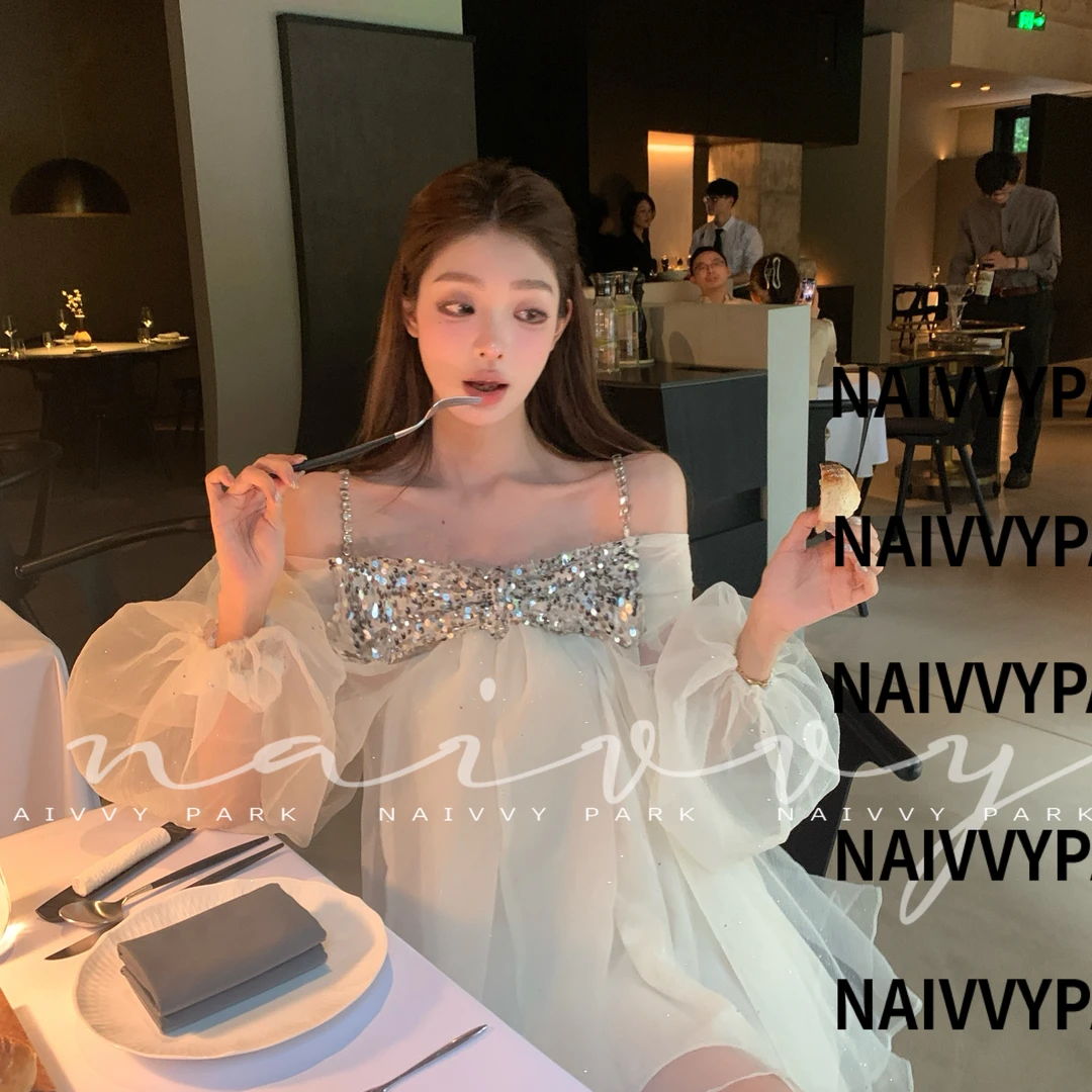 NAIVVY【长岛冰茶】韩系设计感显瘦纯欲风甜美法式性感连衣裙