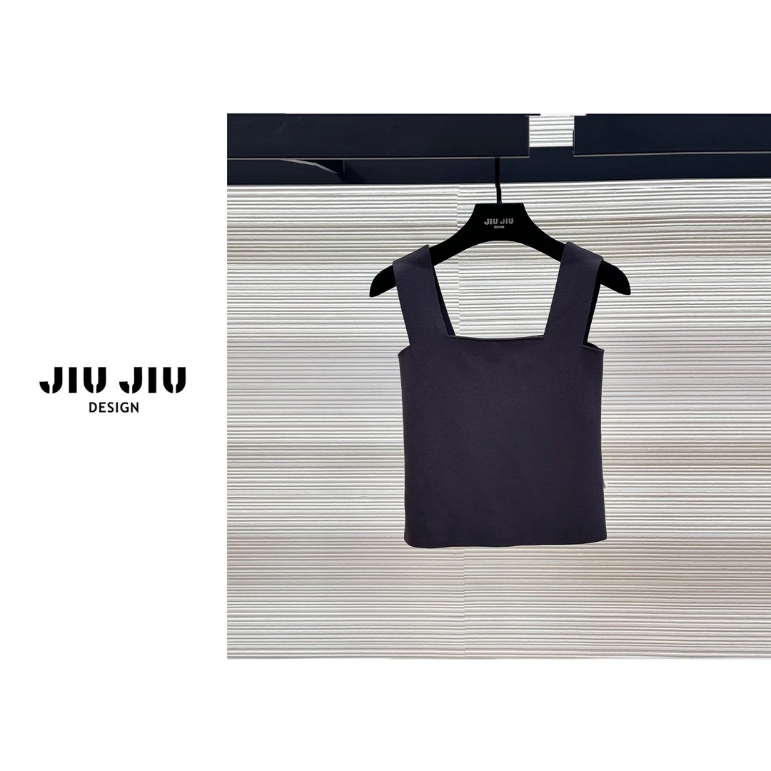 【JIU JIU】深圳南油高货法式无袖U型领修身秋季女士背心20240195
