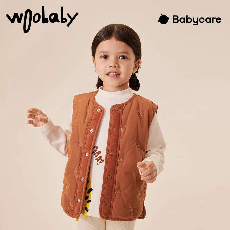 【羽绒马甲】woobaby童装保暖白鸭绒秋冬季羽绒儿童背心WB2203056