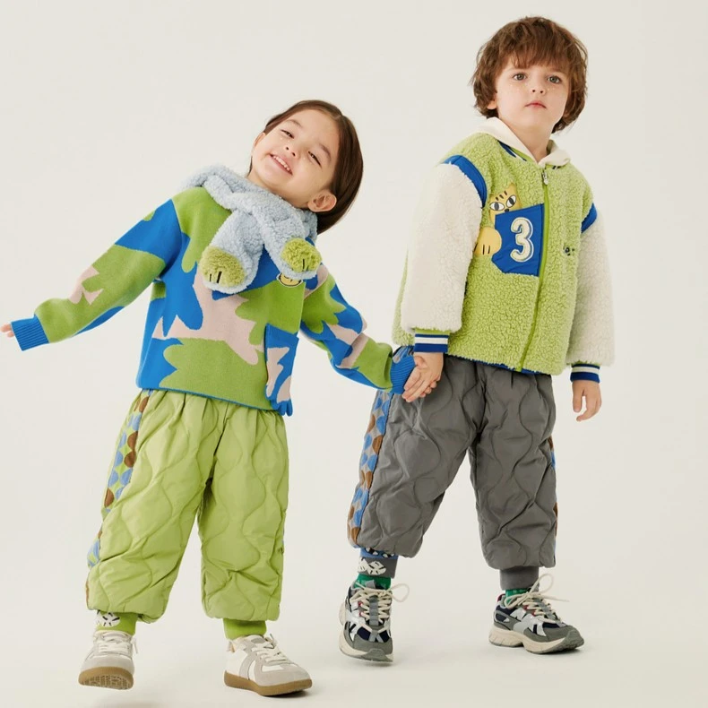 WB【菱形格】儿童菱形格羽绒裤外穿保暖WBC43O1004