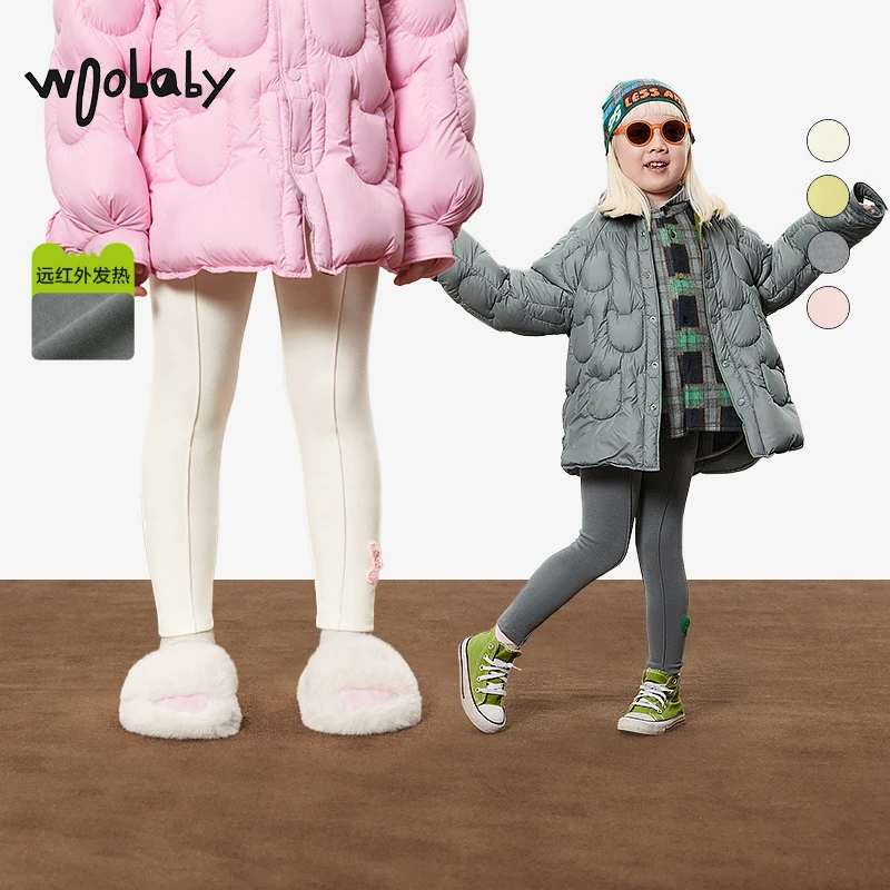WB【发热长裤】woobaby女宝远红外发热磨毛休闲外穿长裤