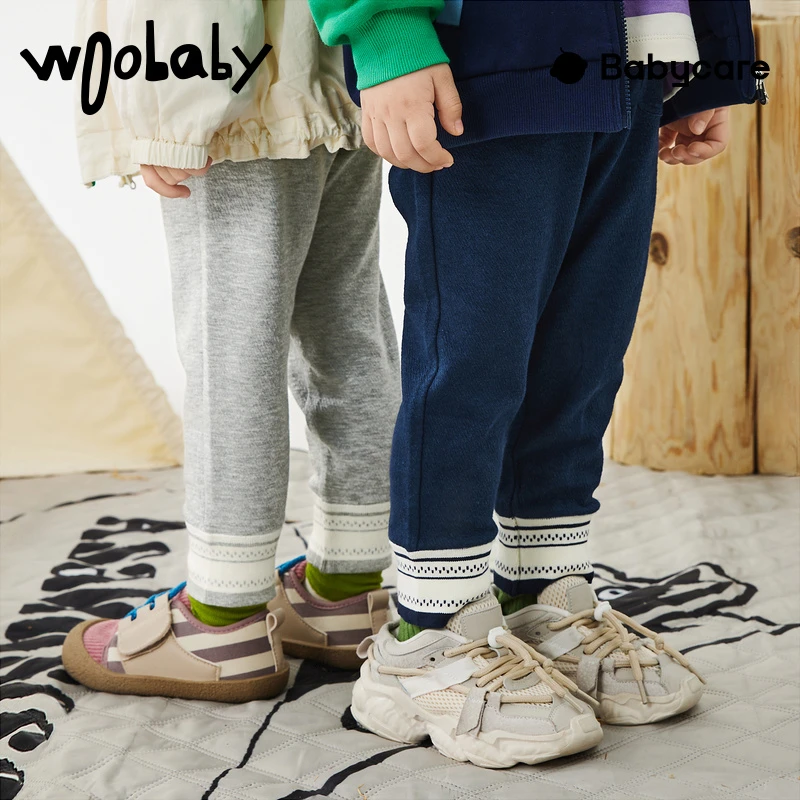 【刺绣针织裤】woobaby童装男女儿童运动休闲长裤春秋WB2208064