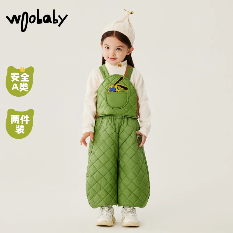 【达人视频】woobaby三防夹棉背心马甲裤子两件套WBC2343O120605