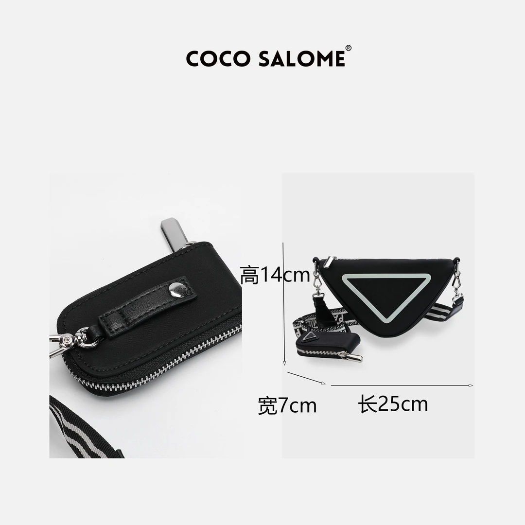 COCO SALOME【荧光三角】设计师款丝印进口牛津布单肩斜挎小包8068