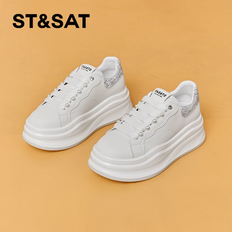 星期六高颜值爆款小白鞋女2024年秋季新款厚底增高百搭休闲运动鞋