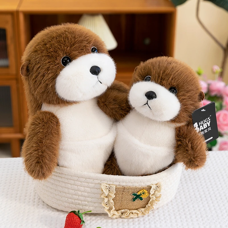 海獭公仔毛绒玩具软萌仿真水獭玩偶儿童睡觉安抚公仔生日礼物