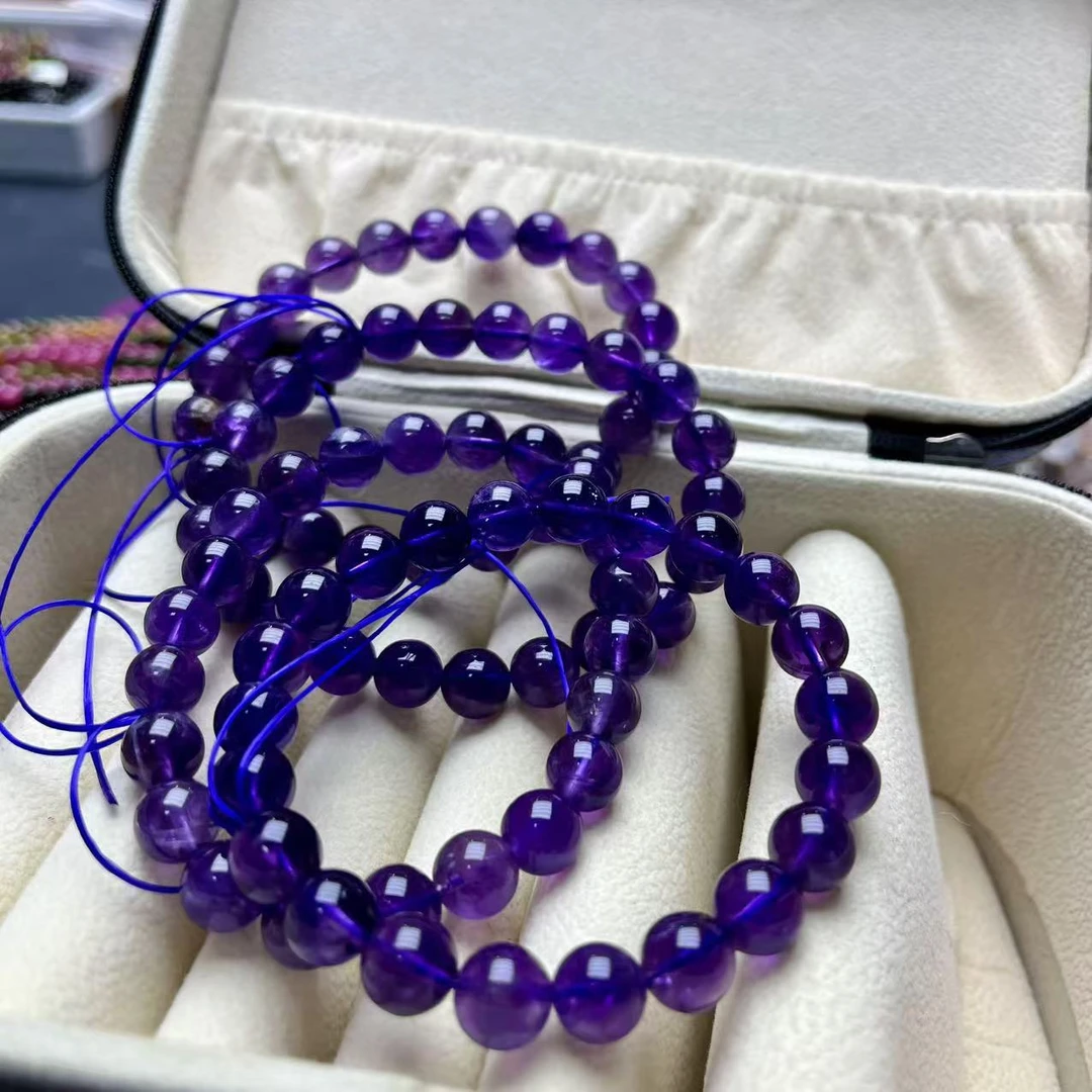 【遇见轻奢珠宝】【编18194号】天然水晶紫水晶单圈手链珠径9m