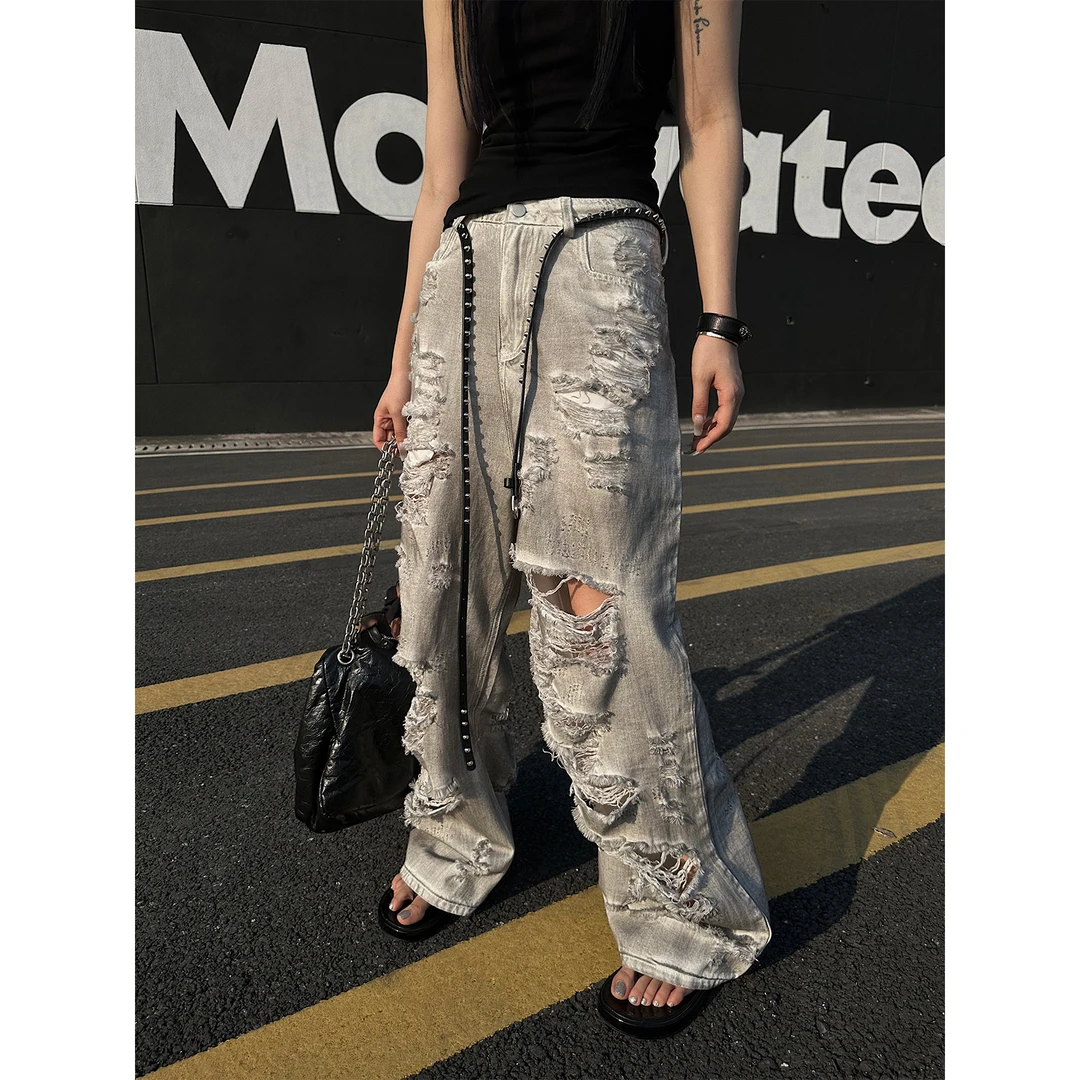 嘉仪【破败世界】破洞做旧牛仔裤