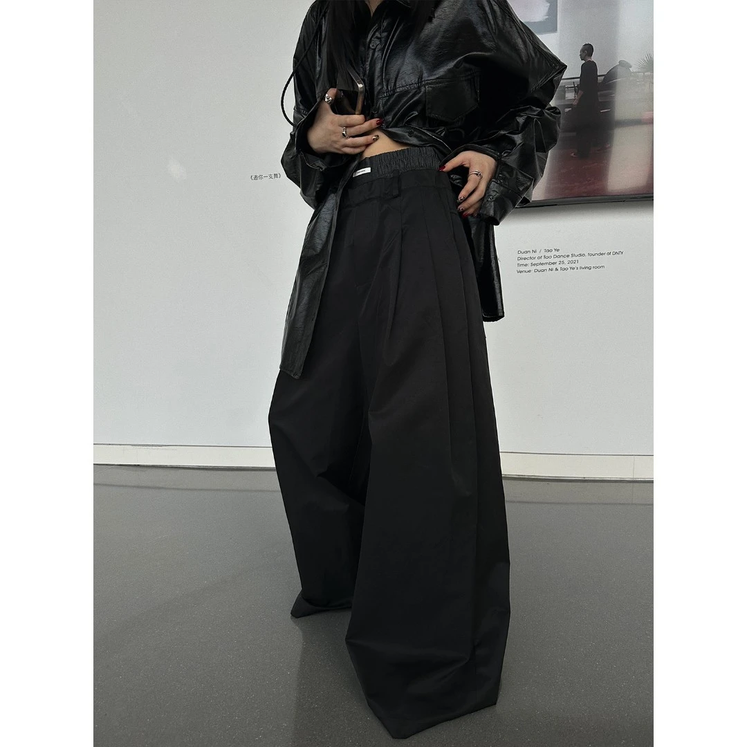 嘉仪【美高酷盖】双腰头抽绳阔腿裤