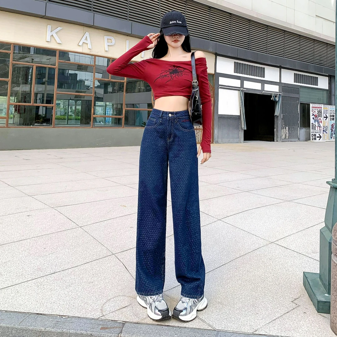 ZENGZHI/增致牛仔ZZ5212秋季时尚宽松百搭高腰显瘦直筒牛仔裤女