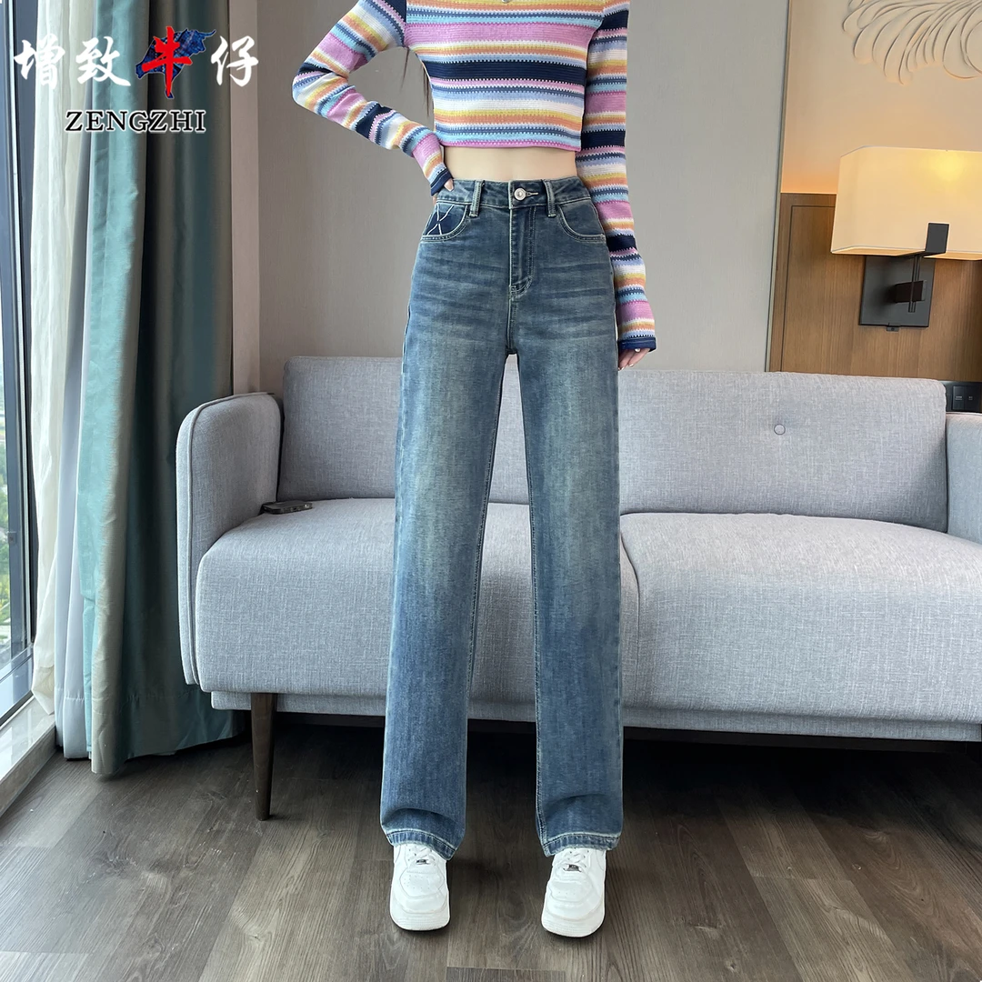 ZENGZHI/增致牛仔JSY3337春季高腰宽松休闲百搭显瘦直筒牛仔裤女
