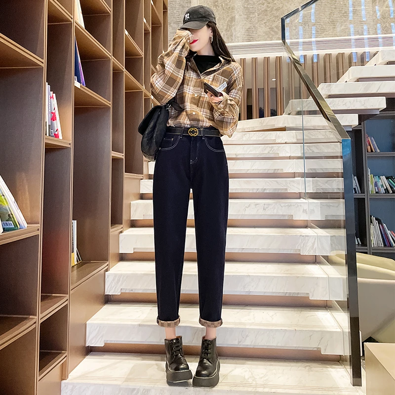 ZENGZHI/增致牛仔WDS9251冬季加绒萝卜牛仔裤女显瘦哈伦裤女百搭