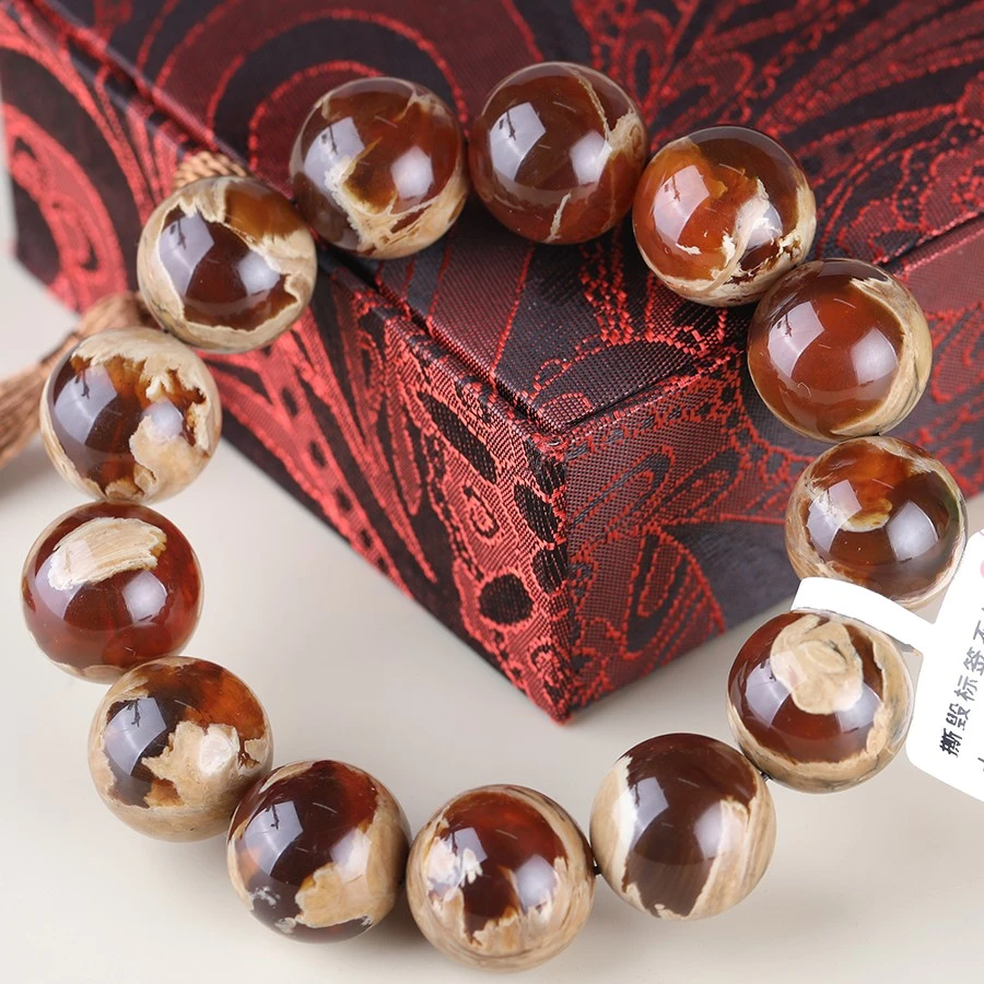 白根妖花天眼溶洞手串缅甸琥珀一刀料手串妖孽花色男女款珠串全新