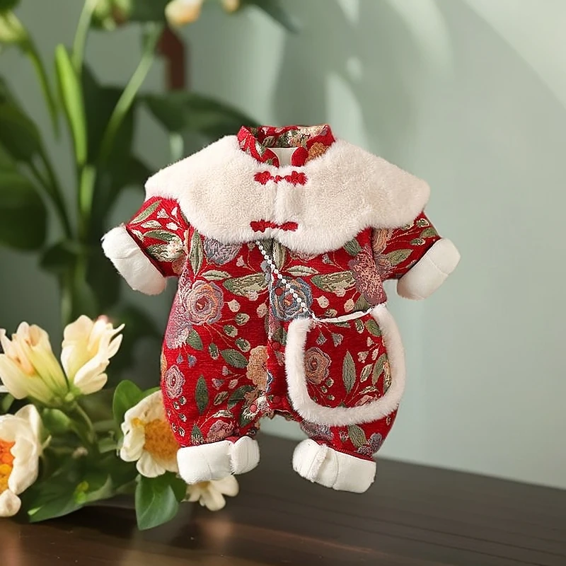 女宝宝冬季加绒连体衣喜庆周岁服婴儿外出新中式服中国风拜年服潮