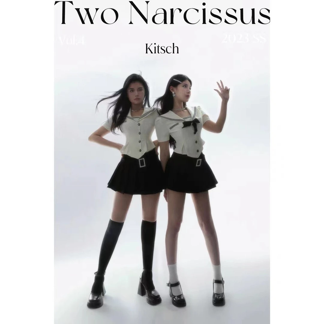 两只水仙恶女甜心原创水手服学院辣妹套装百褶裙气质显瘦时尚