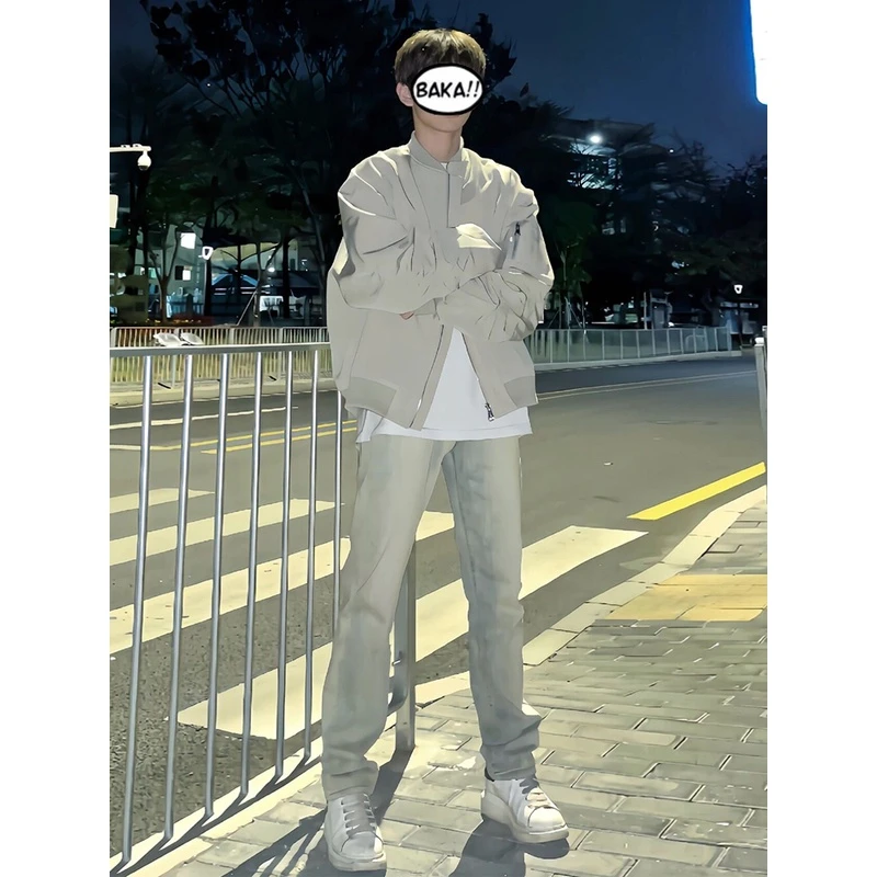 牛仔裤男款修身黄泥染弹力vibe美式街头裤子痞帅微喇hiphop直筒裤