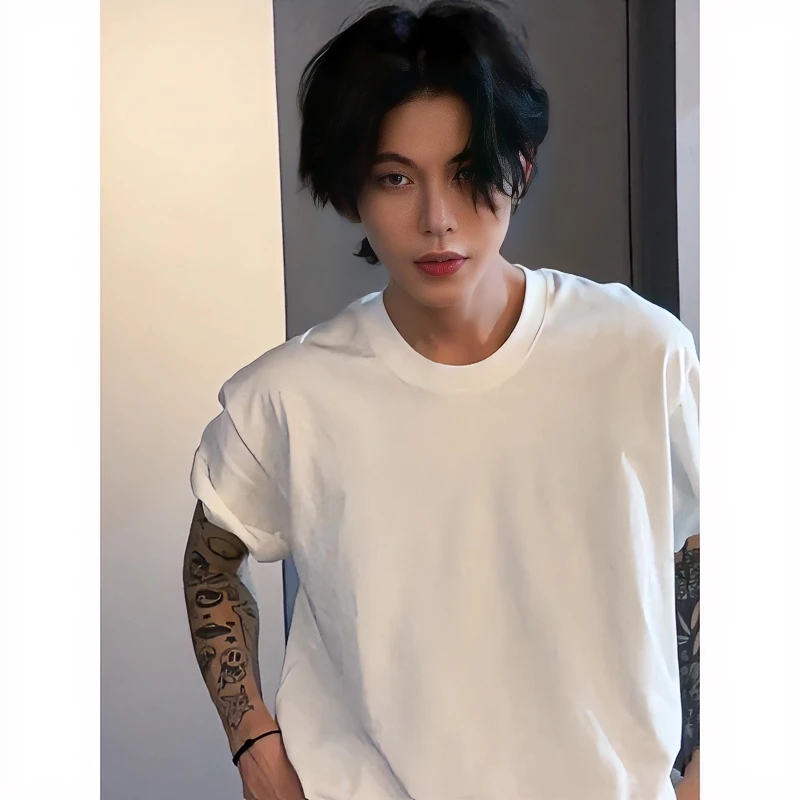 英伦雅痞男装t恤260g重磅休闲cleanfit高级感短袖夏季男款五分袖