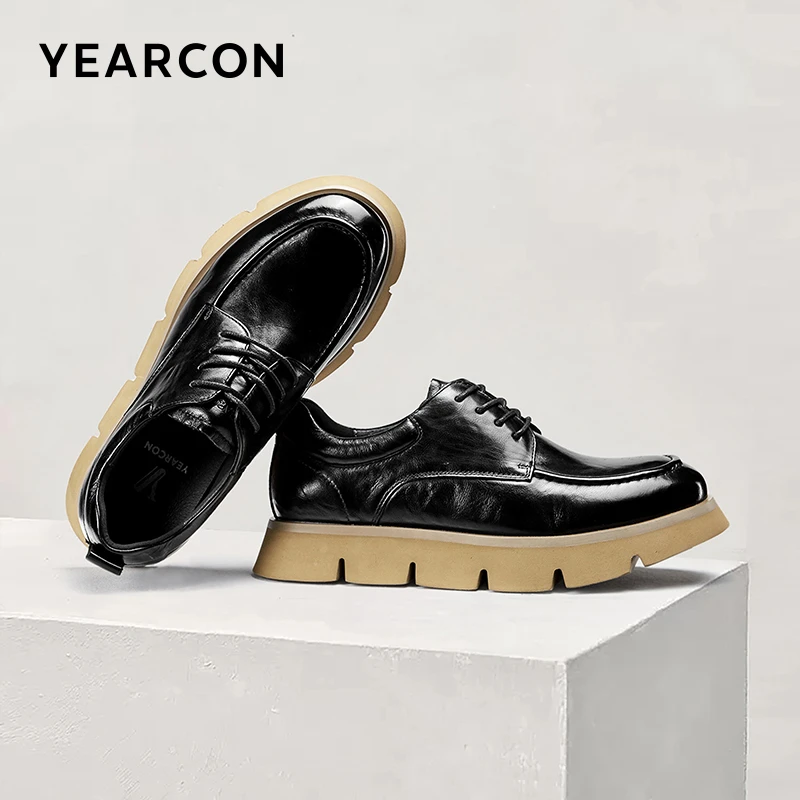 意尔康男鞋男士圆头真皮商务英伦风休闲鞋男皮鞋四季款96841W