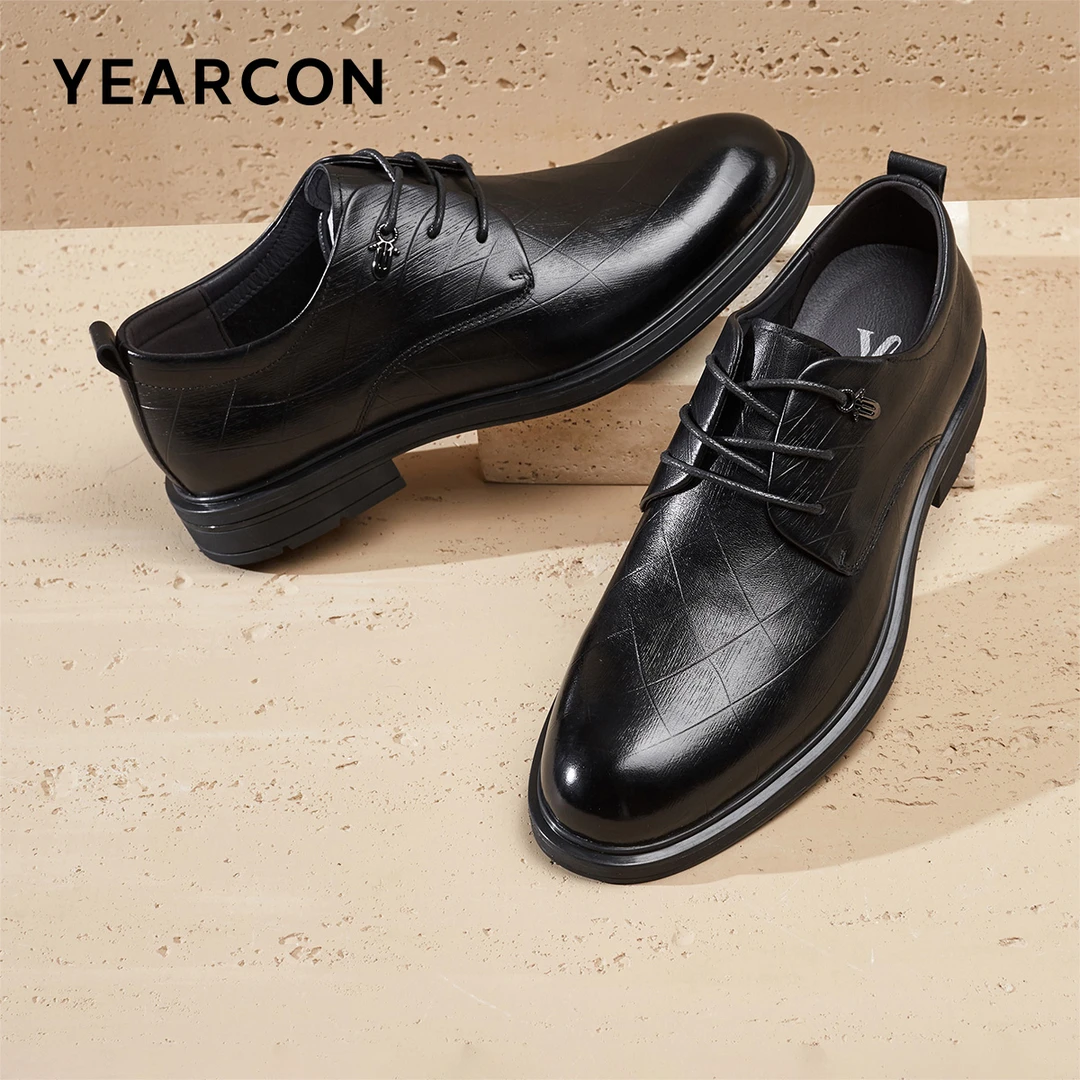意尔康男士皮鞋正装商务鞋休闲真皮男鞋格菱纹正装时尚牛皮96500W