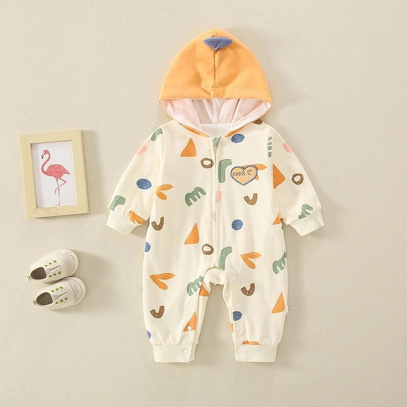 婴儿宝宝春秋款连帽衫纯棉卡通字母长袖幼儿洋气连帽衫秋季新款