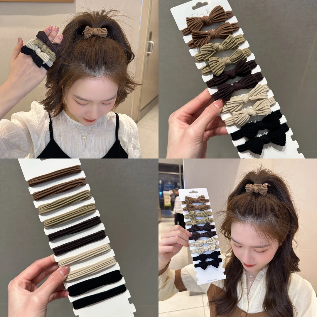 非金属布艺发饰 初尚 蝴蝶结头绳成人儿童扎马尾丸子头不伤发高弹