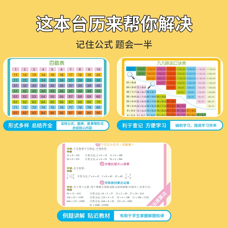 2023小学数学公式表速算法语文成语累积叠词量词期末复习知识台历