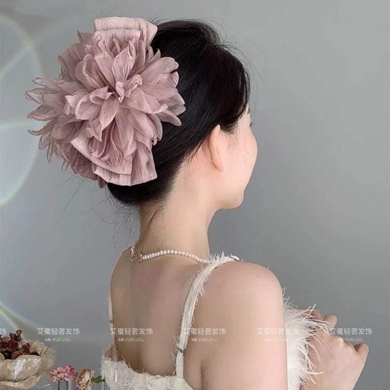 小众设计手工布艺花朵发夹13厘米长