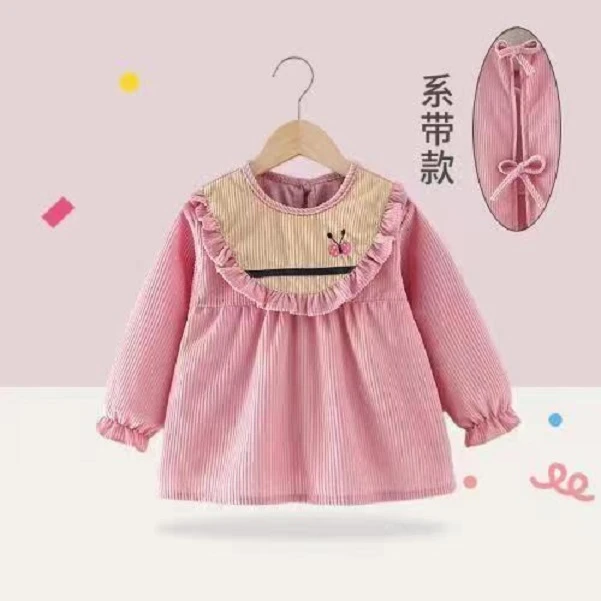 女童公主裙罩衣外穿防水婴儿饭兜透气幼儿园洋气防脏卡通款反穿衣