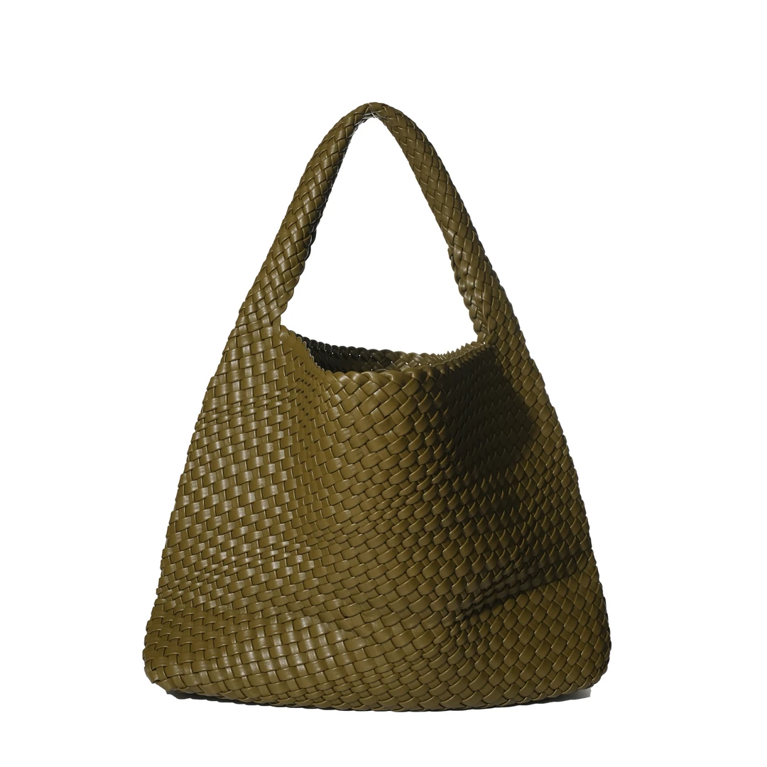 BV&BP新款慵懒编织水桶休闲百搭单肩斜挎女包BV1683-橄榄绿