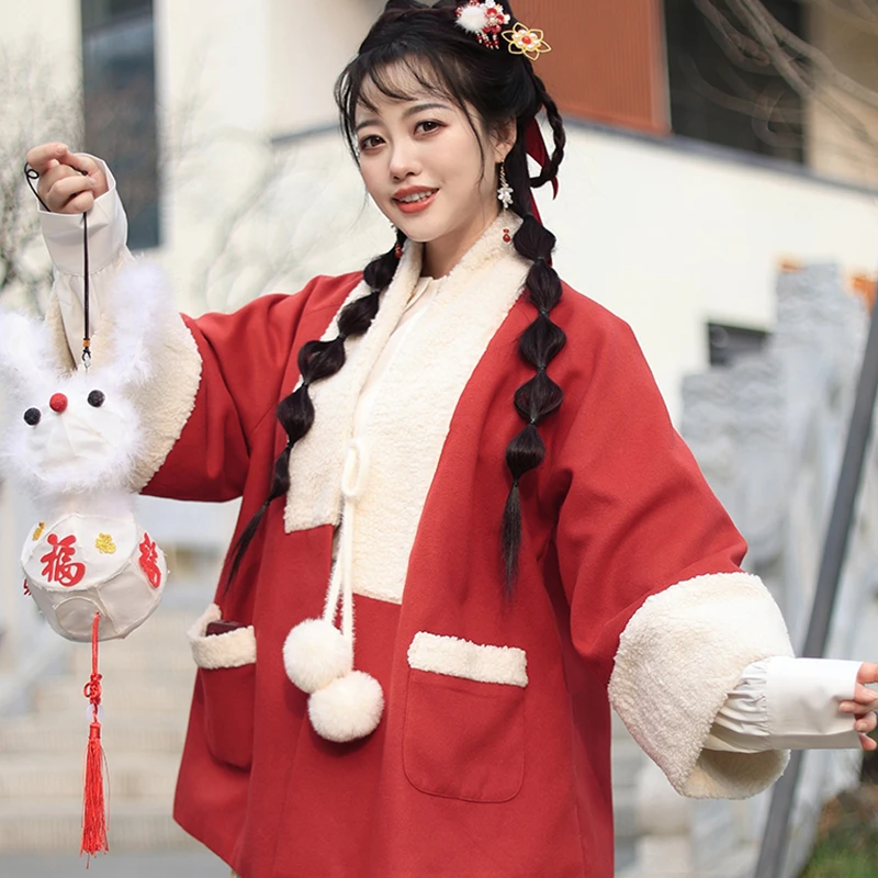 听月小筑【五福临门】原创女秋冬拜年服汉元素国风古装改良汉服