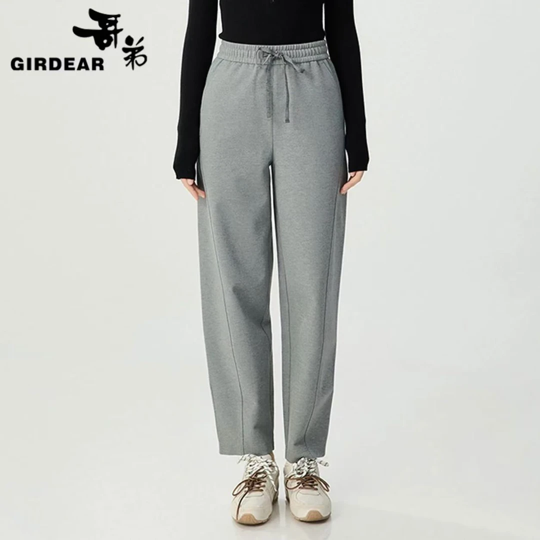 哥弟新款女装百搭休闲减龄松紧腰四季面料九分潮流香蕉裤1100480