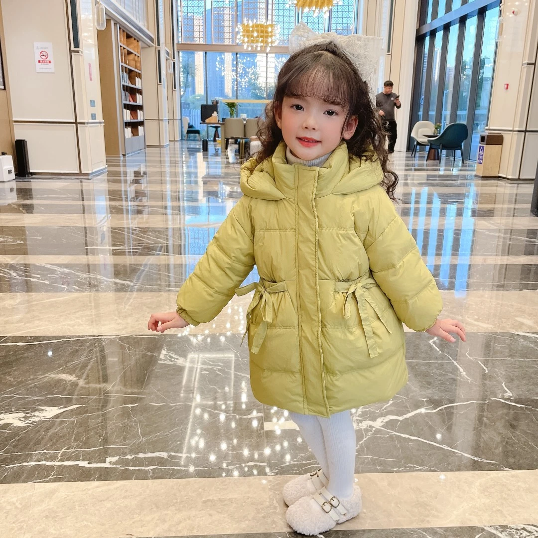 【 新粉浮力】女童90白鸭绒羽绒服加厚保暖中长款羽绒服冬季新年