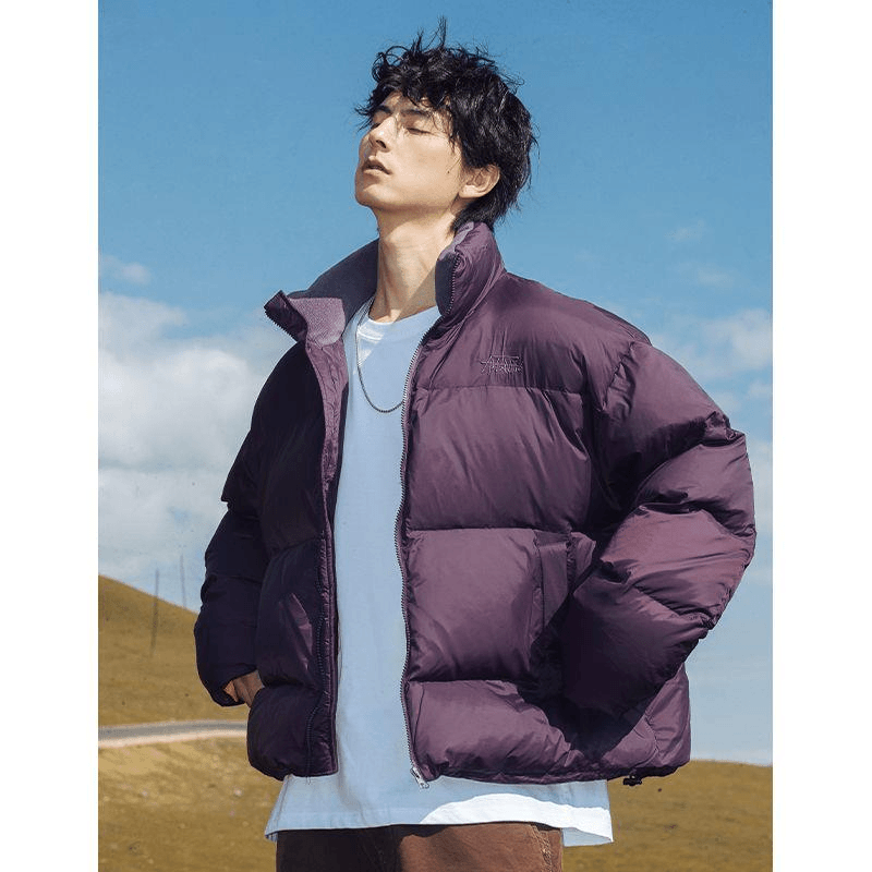 波司登紫色短款羽绒服男冬季加厚白鸭绒保暖面包服潮牌日系citybo