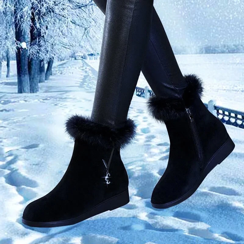 真兔毛短筒雪地靴2023新款百搭女士厚底加绒加厚平底冬季雪地绵