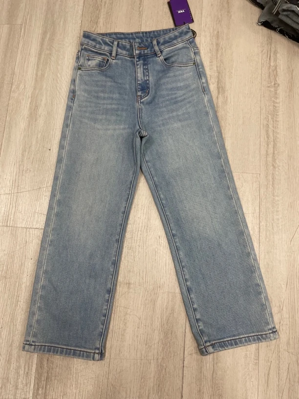 弹性天空兰九分窄版直筒一体绒（1207）牛仔裤显高显瘦气质时尚保暖