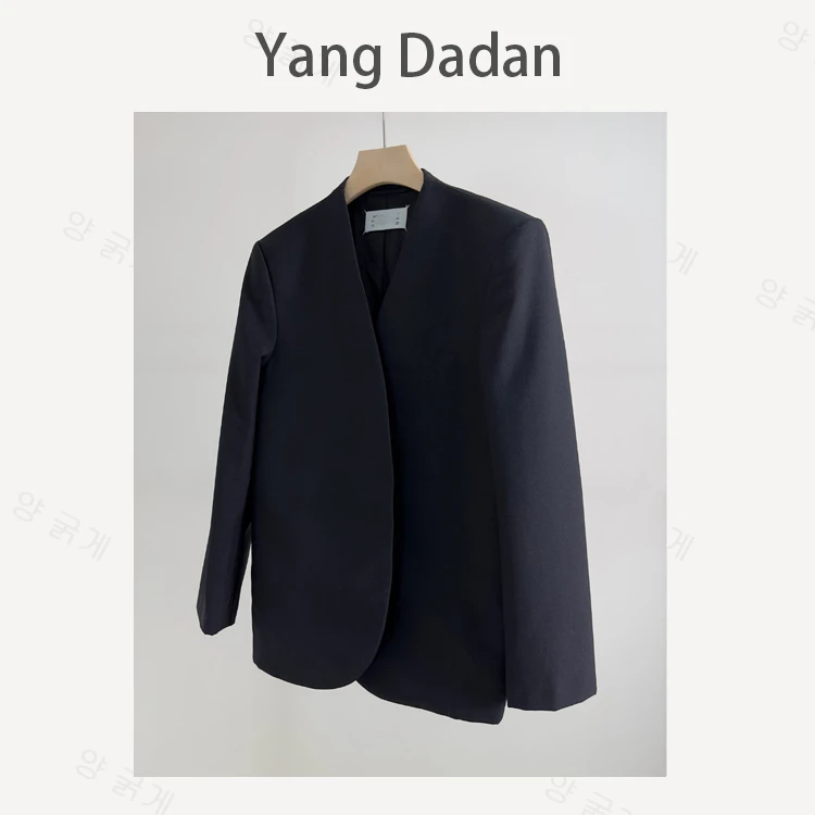 马吉拉无领羊毛经典西装春秋季高级感轻奢气质简约V领西服外套