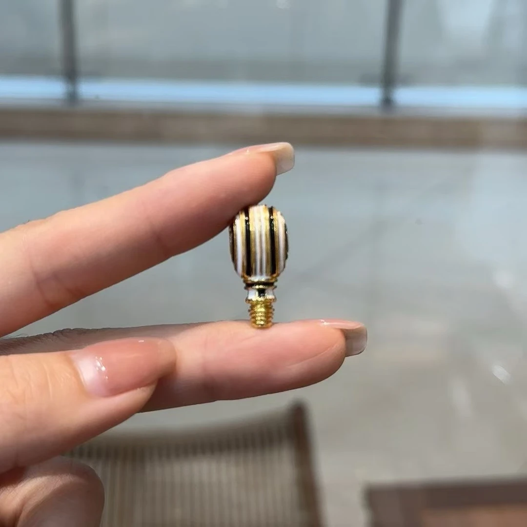 纯铜滴油鲁班黑白三通隔珠手串文玩配饰材料文玩手串搭配穿珠