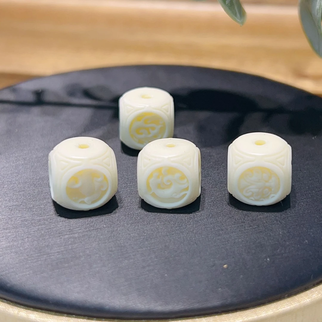 象牙果四方神兽珠青龙白虎朱雀玄武顶珠腰珠文玩配饰DIY编绳配珠