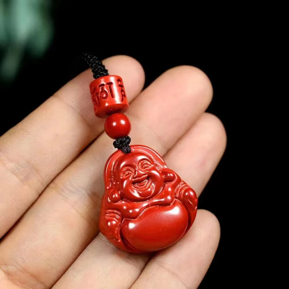 含辰砂工艺品高含量红砂弥勒佛