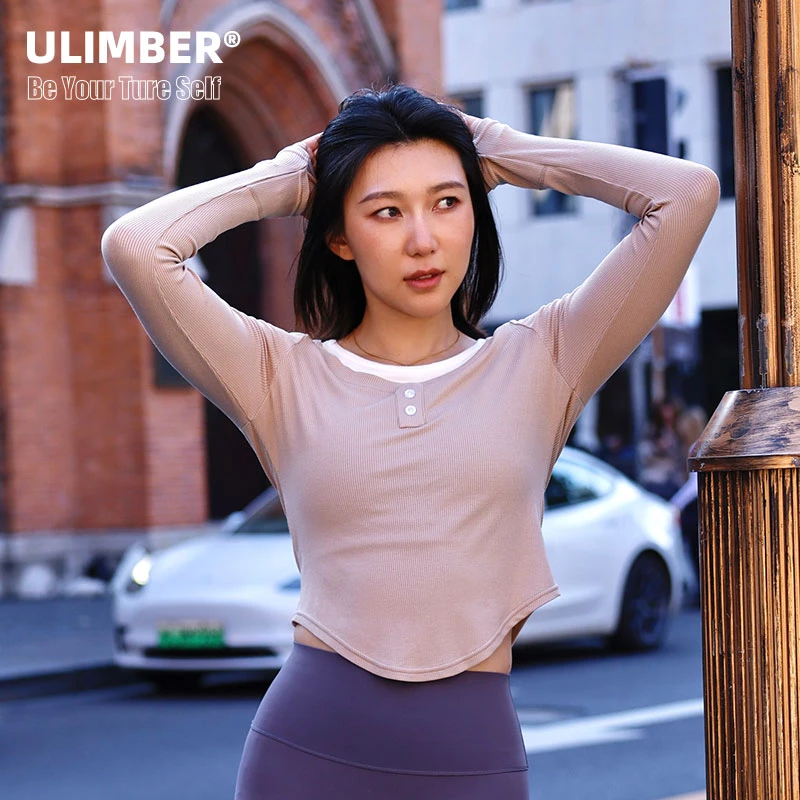 ULIMBER长袖T恤女秋冬款运动速干服女健身保暖运动服打底瑜伽上衣
