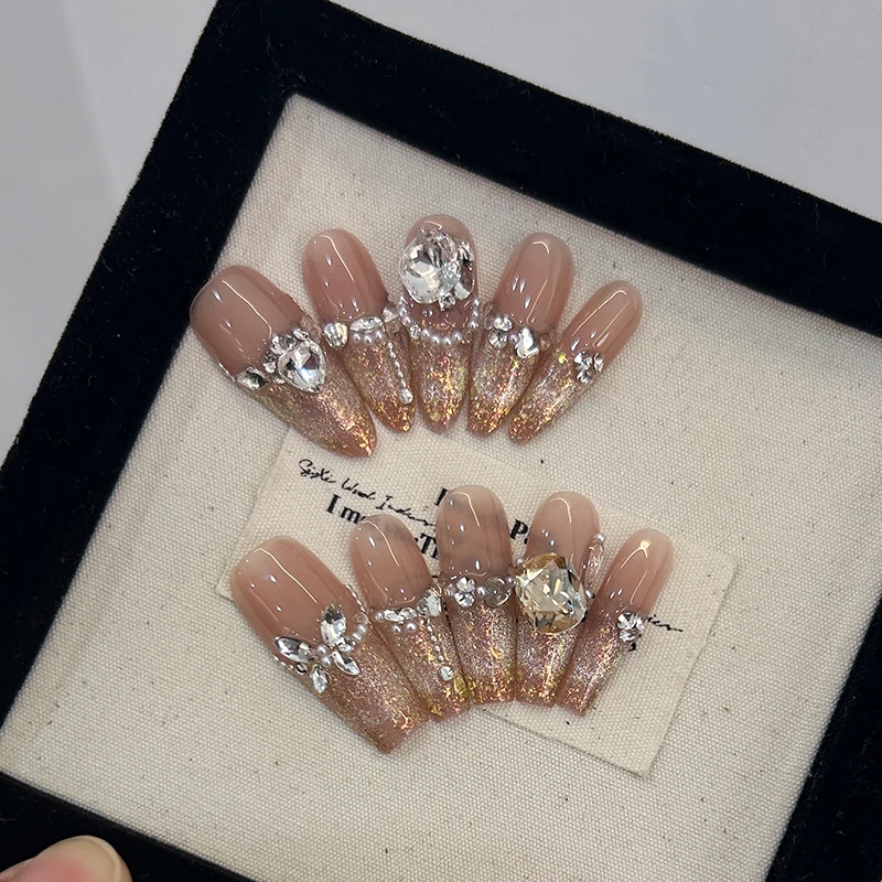 【星系收藏家】抒雅手工穿戴甲纯欲气质指尖渐变淡雅高级指甲贴冰透