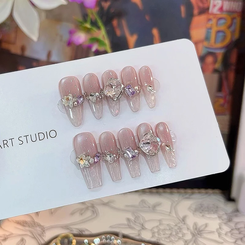 【葡萄碎碎冰】纯手工穿戴甲纯欲气质指尖渐变淡雅高级指甲贴冰透